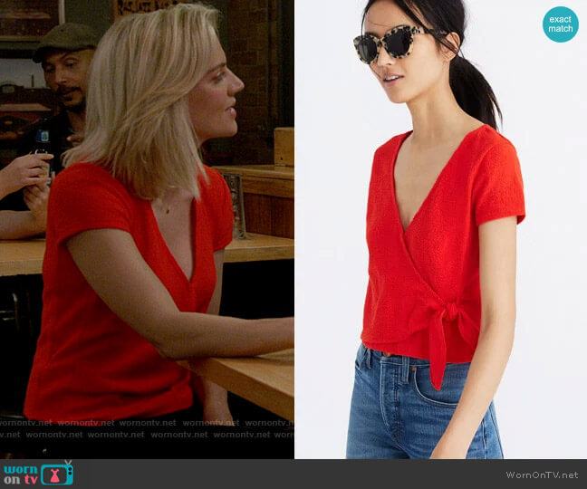 Madewell Texture & Thread Wrap Tie Top worn by Sylvie Brett (Kara Killmer) on Chicago Fire