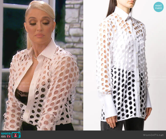 Maison Margiela Cut-Out Cotton Shirt worn by Erika Jayne on The Real Housewives of Beverly Hills
