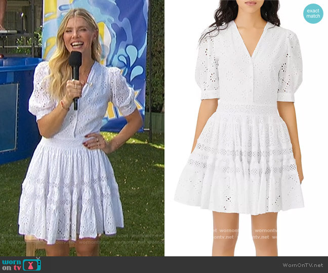 Maje Rayanette A Line Eyelet Dress worn by Amanda Kloots on The Talk