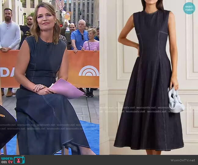 Emilia Wickstead Mara Pleated Denim Midi Dress worn by Savannah Guthrie on Today