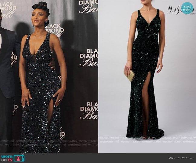 Mascara London Fully Sequinned Dress worn by Angela Vaughn (Yaya DaCosta) on Our Kind of People