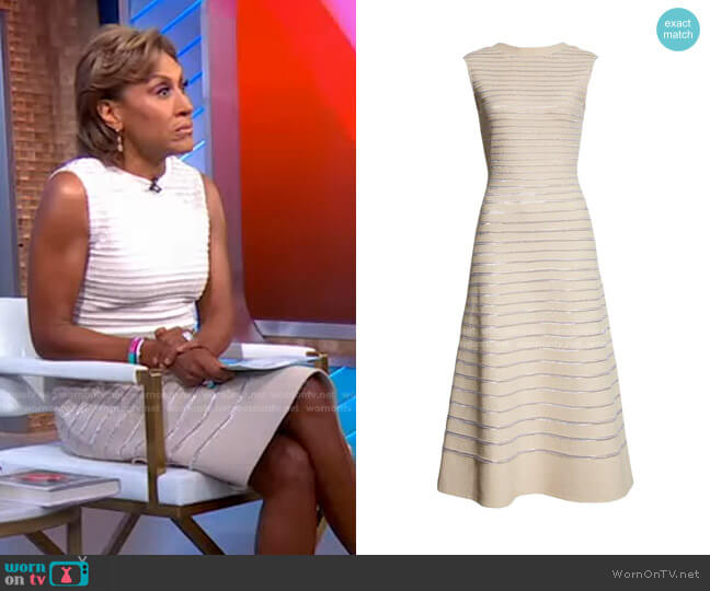 St. John Metallic Float Knit A-Line Dress worn by Robin Roberts on Good Morning America