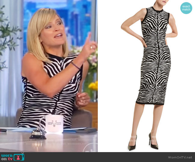 Michael Kors Zebra-Print Knit Midi Dress worn by Sara Haines on The View