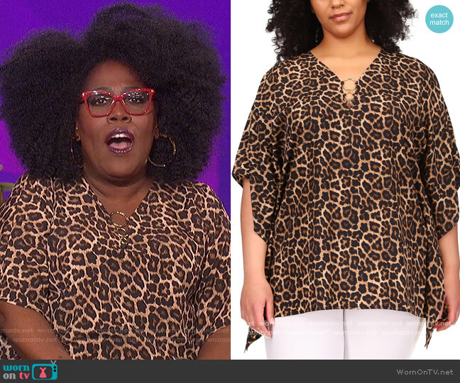 MICHAEL Michael Kors Plus Size Leopard Printed Top worn by Sheryl Underwood on The Talk