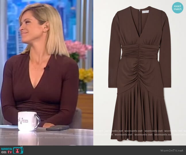 Michael Kors Ruched stretch-jersey midi dress worn by Sara Haines on The View