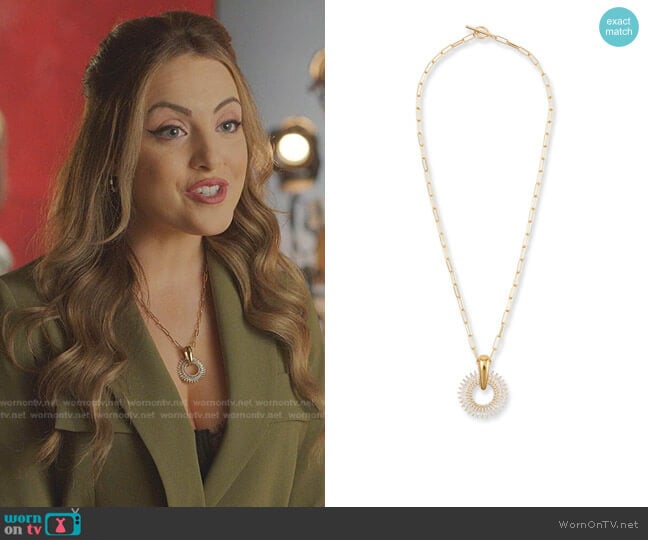 Mignonne Gavigan Madeline Pendant Necklace worn by Fallon Carrington (Elizabeth Gillies) on Dynasty