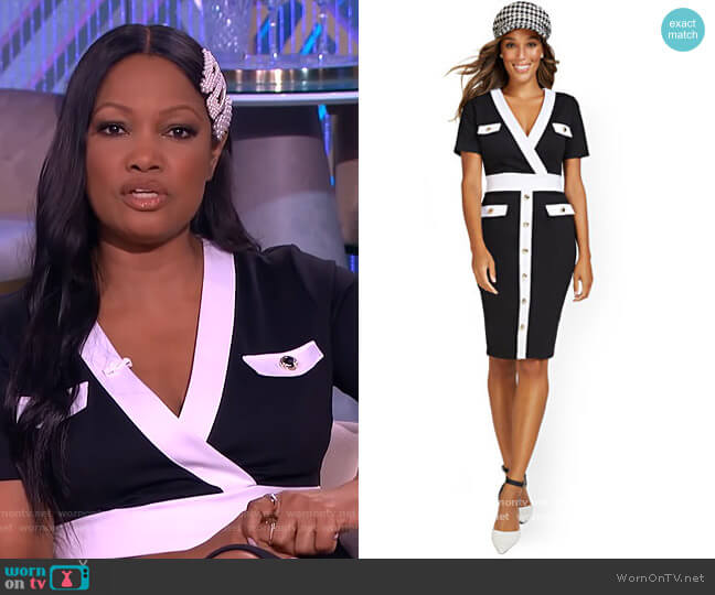 New York & Company V-neck Colorblock Sheath Dress worn by Garcelle Beauvais on The Real