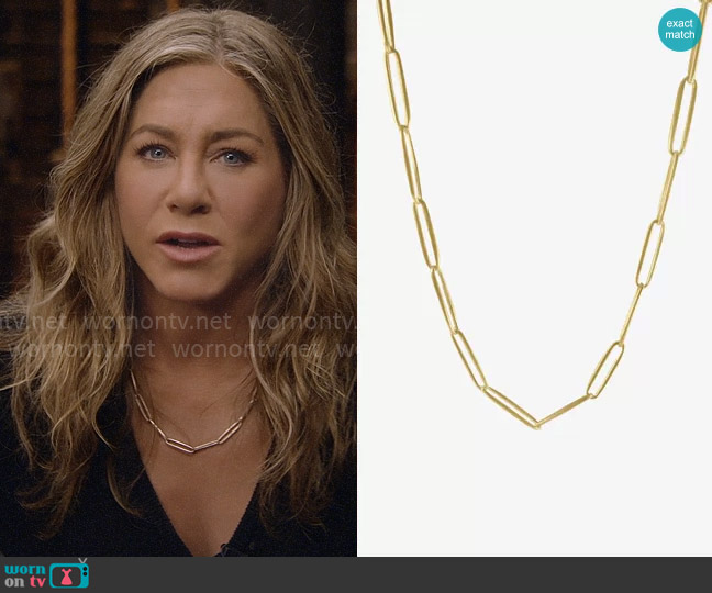Nicole Landaw 14k Solid Long Link Chain worn by Alex Levy (Jennifer Aniston) on The Morning Show