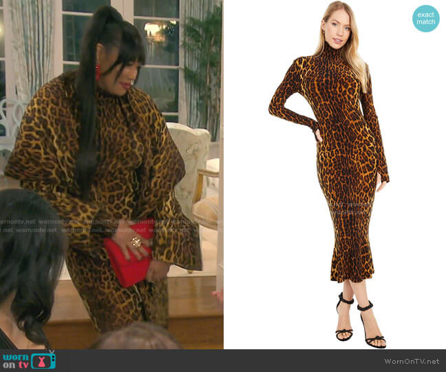 Norma Kamali Turtle Fishtail Dress worn by Garcelle Beauvais on The Real Housewives of Beverly Hills