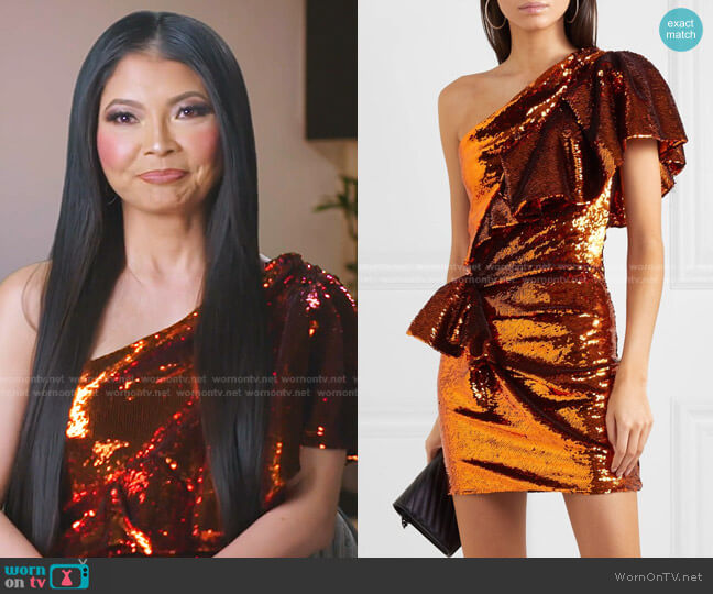Alexandre Vauthier One-shoulder Sequined Crepe De Chine Mini Dress worn by Jennie Nguyen on The Real Housewives of Salt Lake City