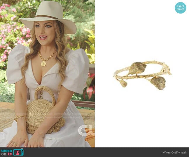 Oscar de la Renta Embossed Leaf Cuff Bracelet worn by Fallon Carrington (Elizabeth Gillies) on Dynasty