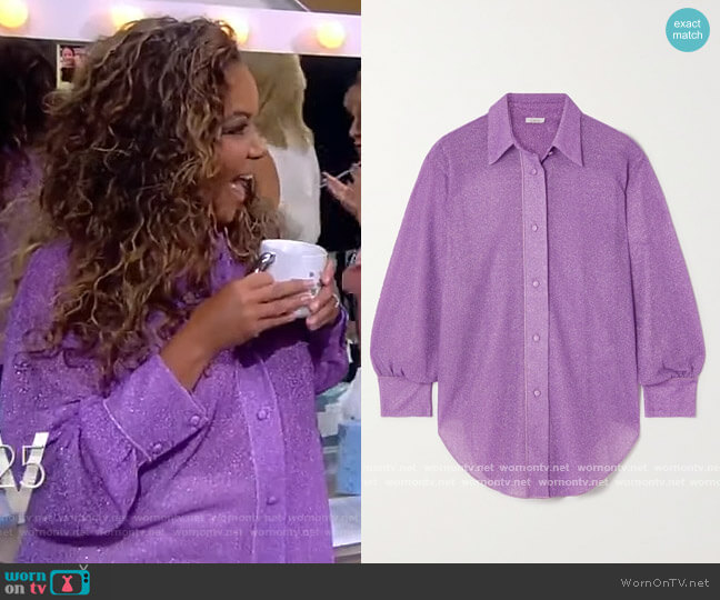 Oseree Lumiere stretch-Lurex shirt worn by Sunny Hostin on The View