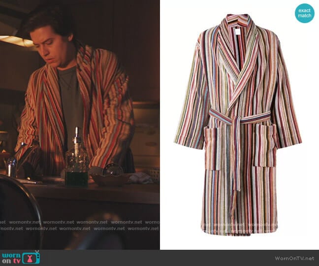 Paul Smith Multi-Stripe Robe worn by Jughead Jones (Cole Sprouse) on Riverdale