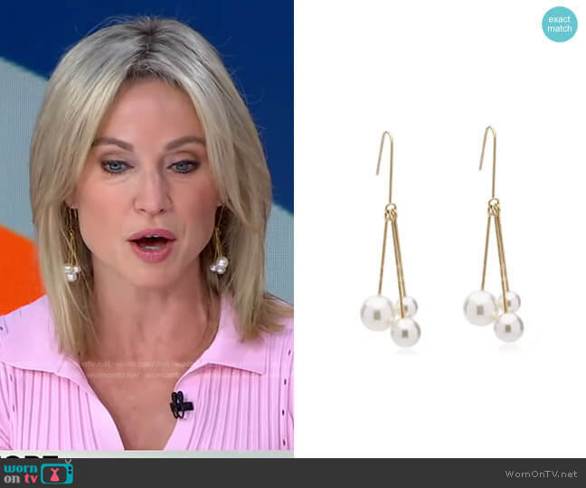 Accessory Concierge Trio Pearl Drops worn by Amy Robach on Good Morning America