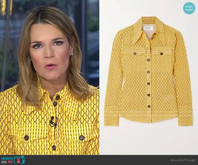 Victoria Victoria Beckham Perforated Cotton-Blend Shirt worn by Savannah Guthrie on Today