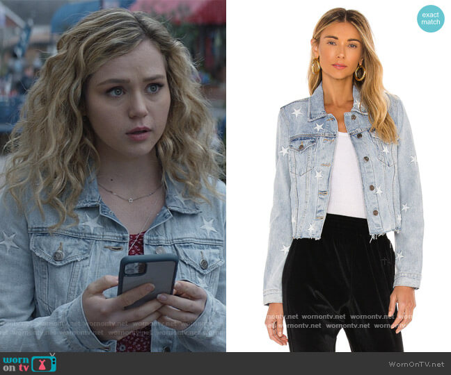 Pistola Brando White Star Denim Jacket worn by Courtney Whitemore (Brec Bassinger) on Stargirl