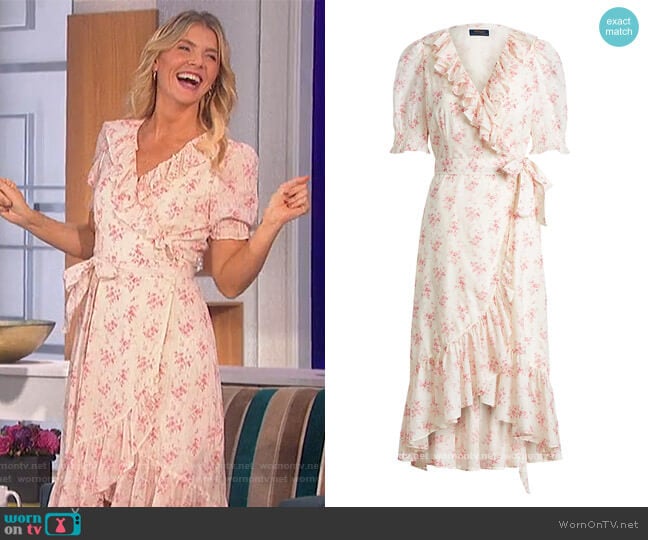 Ralph Lauren Floral-Print Cotton Wrap Dress worn by Amanda Kloots on The Talk