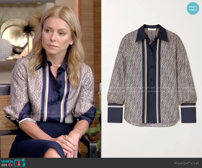 Chloe Printed Silk-Twill Shirt worn by Kelly Ripa on Live with Kelly and Mark
