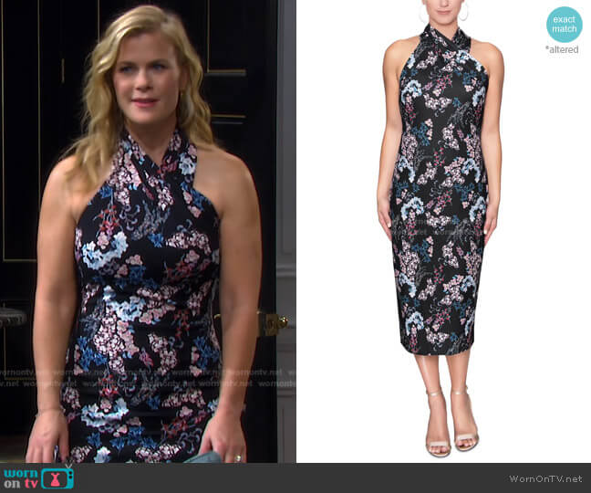 RACHEL Rachel Roy Printed Harland Midi Dress worn by Sami Brady (Alison Sweeney) on Days of our Lives
