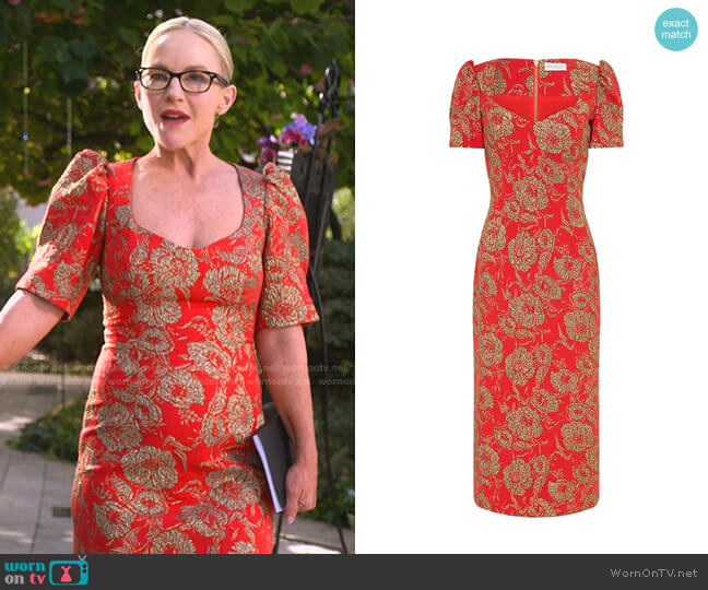 Rebecca Vallance Amaretto Puff-Sleeve Sheath Dress worn by Linda Martin (Rachael Harris) on Lucifer