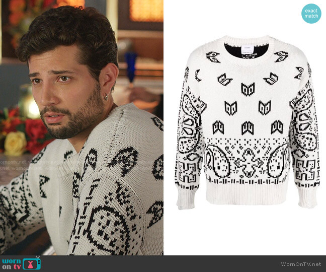 Rhude Paisley-Print Cotton Jumper worn by Sam Flores (Rafael de la Fuente) on Dynasty