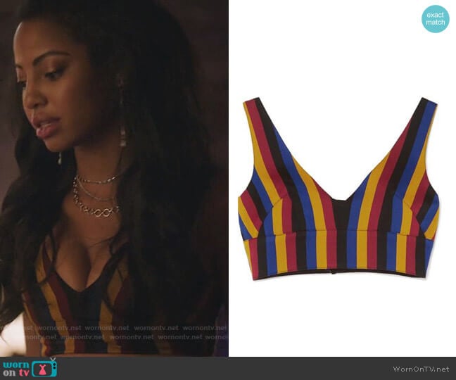 Rokh Cropped Striped Cotton and Wool Jacquard Bra