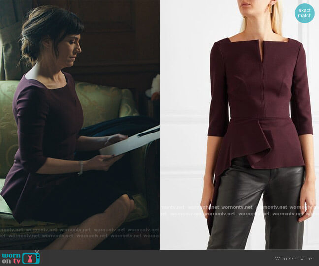 Roland Mouret Heron Asymmetric Crepe Blouse worn by Kate Sacker (Condola Rashad) on Billions