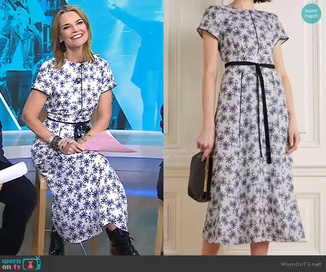 Cefinn Rosie Belted Floral-Print Midi Dress worn by Savannah Guthrie on Today