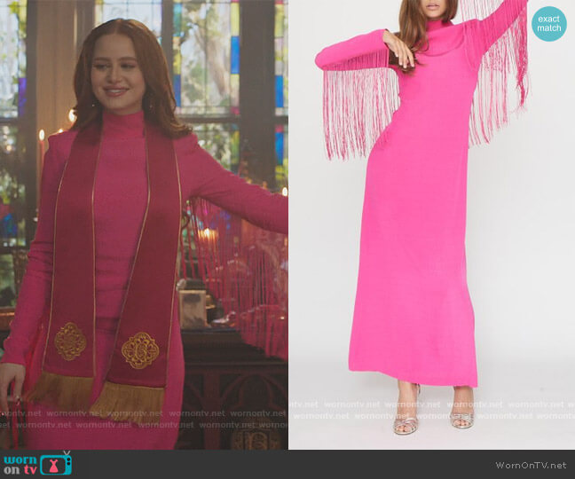 Rotate Reba Fringe Trimmed Dress worn by Cheryl Blossom (Madelaine Petsch) on Riverdale