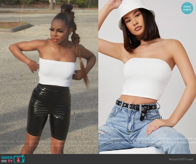 Shein Solid Bandeau Top worn by Candiace Dillard Bassett on The Real Housewives of Potomac