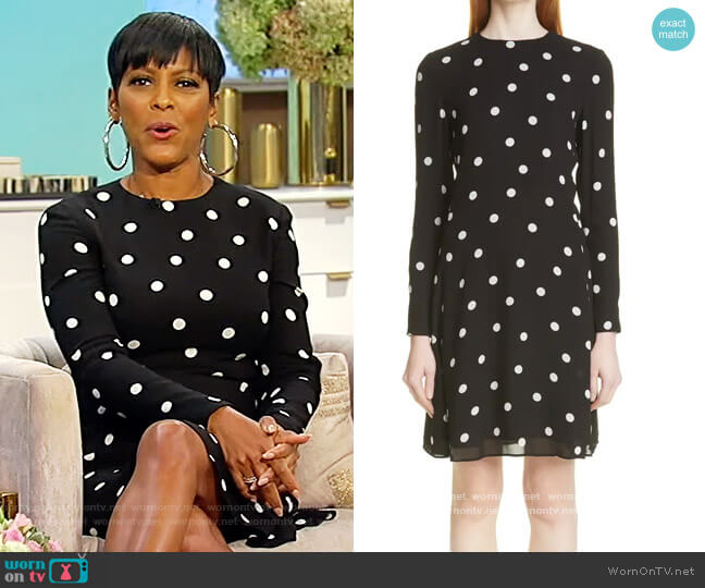 Saint Laurent Polka Dot Crêpe de Chine Dress worn by Tamron Hall on Tamron Hall Show