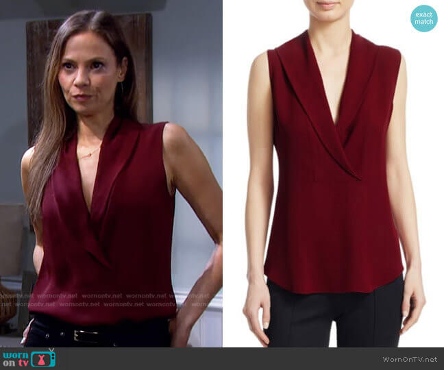 Theory Shawl Collar Silk Shell worn by Ava Vitali (Tamara Braun ) on Days of our Lives