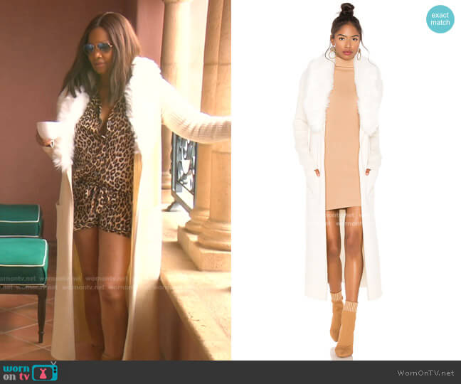 Show Me Your Mumu Lombardi Faux Fur Long Cardigan worn by Garcelle Beauvais on The Real Housewives of Beverly Hills