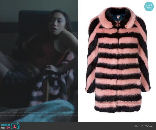 Jean Stripe Faux Fur Coat Shrimps