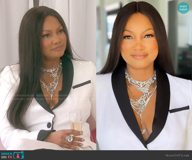 Jenny Dayco Silver rhinestone necklace worn by Garcelle Beauvais on The Real Housewives of Beverly Hills