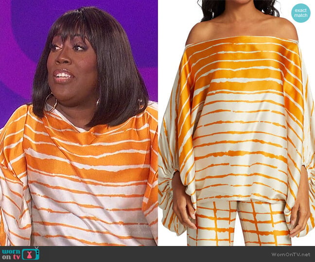 Silvia Tcherassi Bellagio Striped Blouse worn by Sheryl Underwood on The Talk
