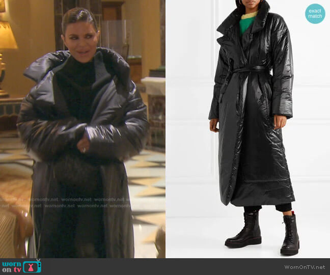 Norma Kamali Sleeping Bag oversized shell coat worn by Lisa Rinna on The Real Housewives of Beverly Hills