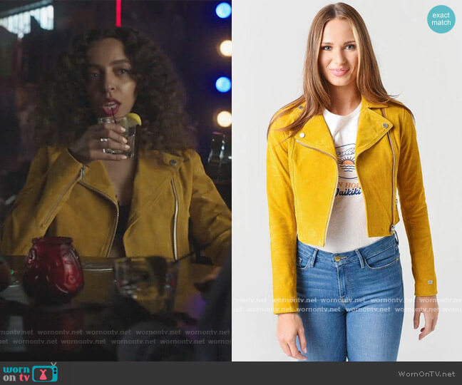 Soia & Kyo Elaine Cropped Suede Jacket worn by Valerie Brown (Hayley Law) on Riverdale