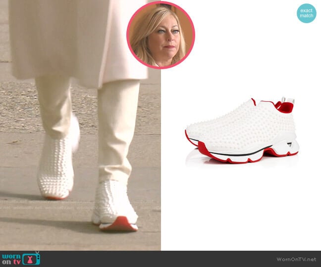 Christian Louboutin Spike Sock sneakers worn by Sutton Stracke on The Real Housewives of Beverly Hills