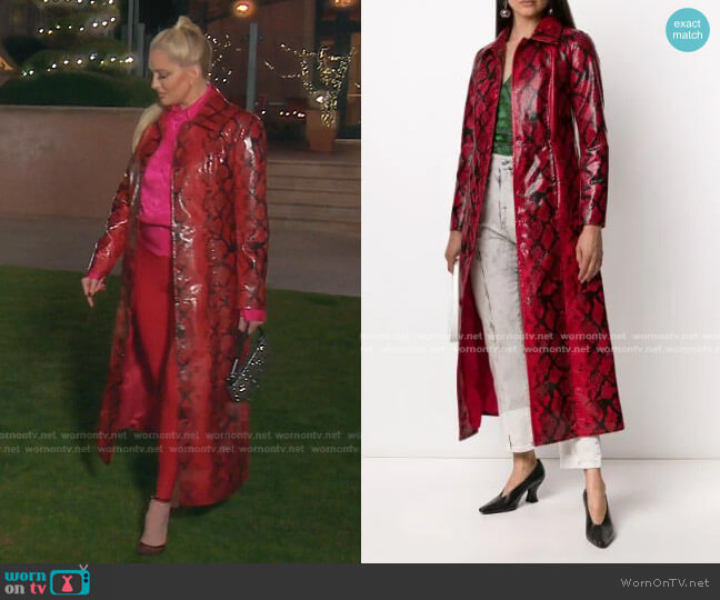 Stand Studio Mollie Snakeskin-Print Coat worn by Erika Jayne on The Real Housewives of Beverly Hills