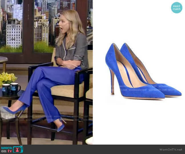 by Gianvito Rossi Suede Pumps worn by Kelly Ripa on Live with Kelly and Mark