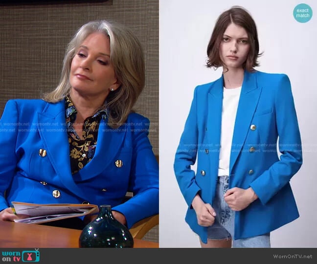 Zara Tailored Double Breasted Blazer worn by Marlena Evans (Deidre Hall) on Days of our Lives