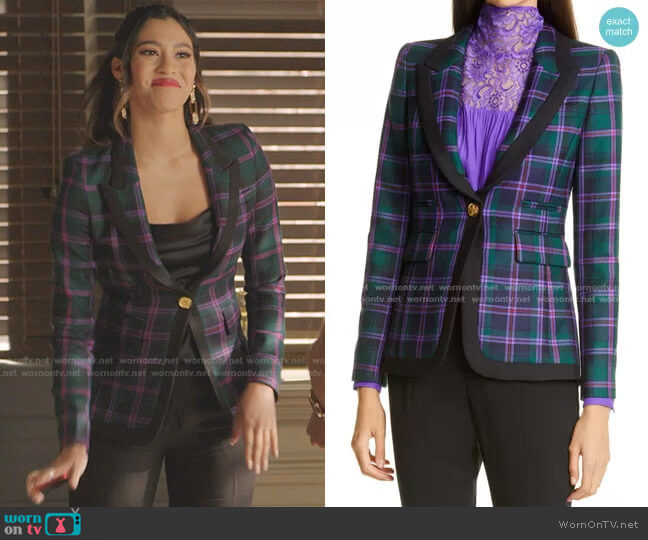 Smythe Tartan Peaked Lapel Wool Blazer