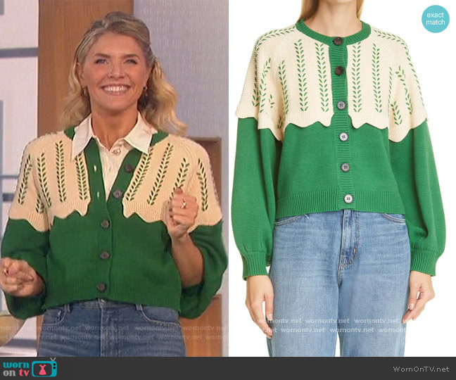 The Great The Scallop Sophomore Cardigan worn by Amanda Kloots on The Talk