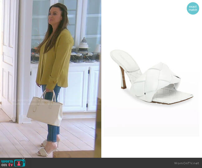 Bottega Veneta BV Lido Slide Sandal worn by Kyle Richards on The Real Housewives of Beverly Hills