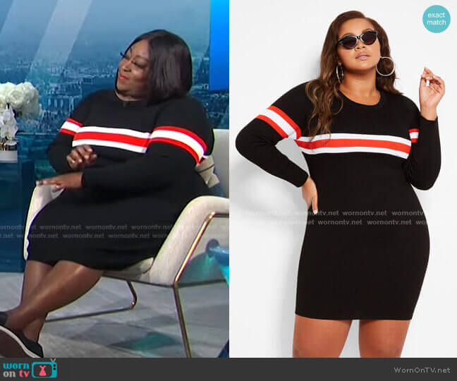 Ashley Stewart Thick Stripe Sweater Dress worn by Loni Love on E! News