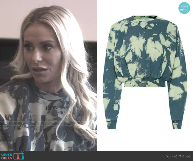 Off-White Tie-dye printed cotton sweater worn by Dorit Kemsley on The Real Housewives of Beverly Hills