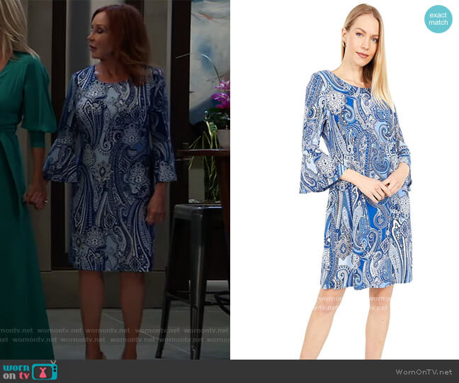 Tommy Hilfiger Paisley Jersey Bell Sleeve Dress worn by Bobbie Spencer (Jackie Zeman) on General Hospital