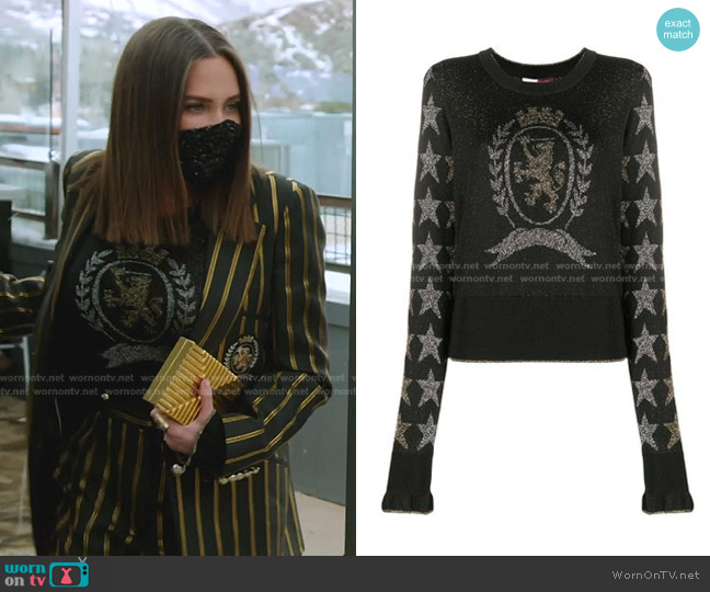 Tommy Hilfiger Synthetic Stars Crest Sparkling Jumper worn by Meredith Marks on The Real Housewives of Salt Lake City