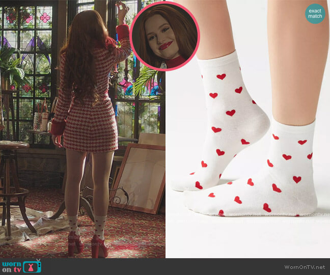 Urban Outfitters Icon Knit Crew Sock worn by Cheryl Blossom (Madelaine Petsch) on Riverdale